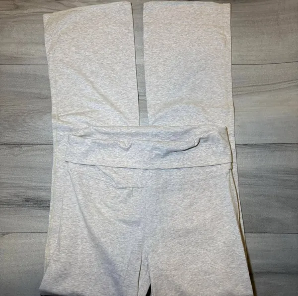 Skims cotton rib jersey foldover pant in oatmeal heather - Image 2
