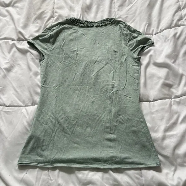 Vintage 90s Y2K Mint Green Womens Size 6 Green‎ T Shirt Baby Tee Round Neck - Image 8