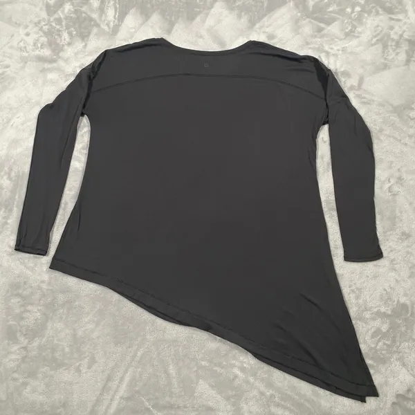 Lululemon Long Sleeve Top 8 Black Side Tie Lightweight Yoga Layering Drapey - Image 2
