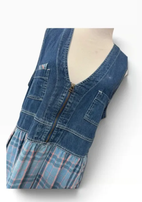 Vintage 90s Mom denim modest dress 14 - Image 2