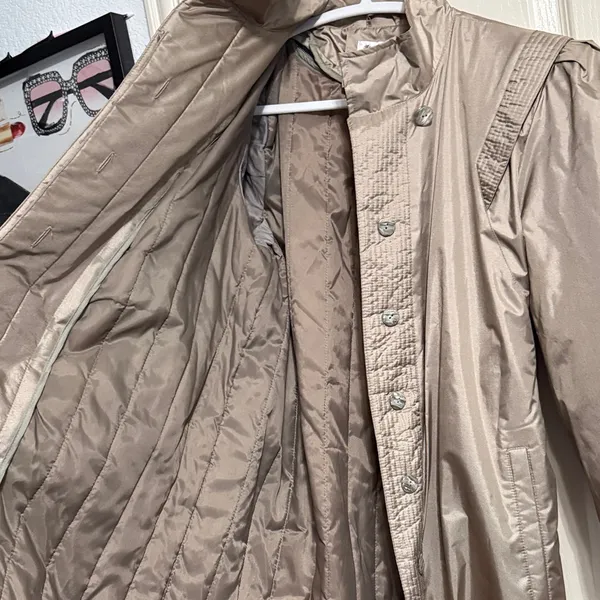 Vintage The Legend Tan Belted Trench Coat Jacket‎ Removable Liner Utility Spy - Image 5
