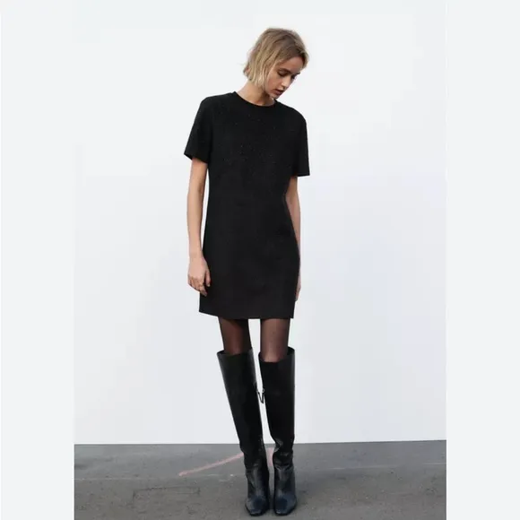 Faux Suede Black tshirt dress - Image 2