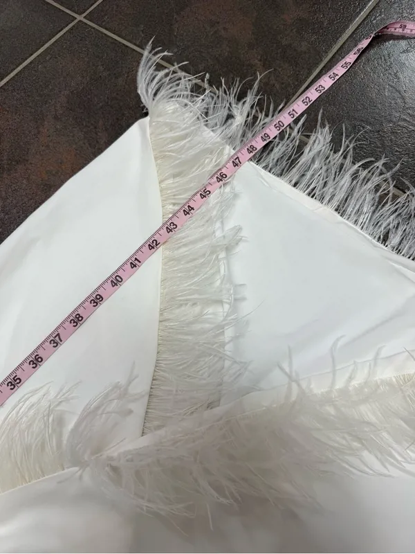 Saylor Caylin Sleeveless Feather Trim Hem Midi Dress White Small Bridal Wedding - Image 15