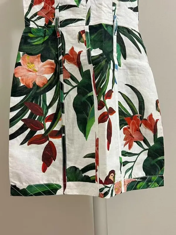 NWOT Farm Rio Midnight Macaw Fiesta Linen Sleeveless Mini Dress Size L - Image 9