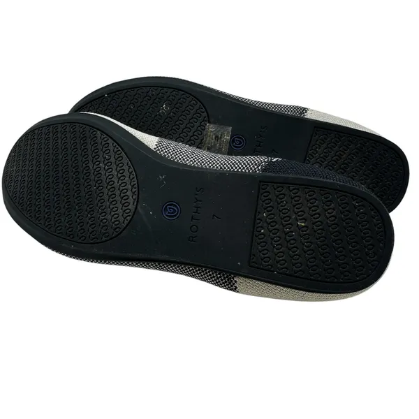 Rothy's The Flat Captoe Black White Plaid Check‎ Retired Ballerina Size 7 - Image 12