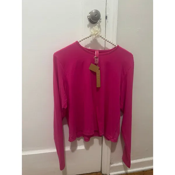 Skims Size 2X Cropped Long Sleeve T-Shirt Top AP-LGS-1370 Raspberry Shirt NWT - Image 5