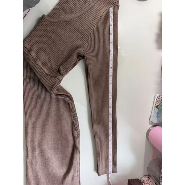 Abercrombie &‎ Fitch Ribbed Scoop Neck Mini Dress Mauve Brown Long Sleeve MP - Image 9