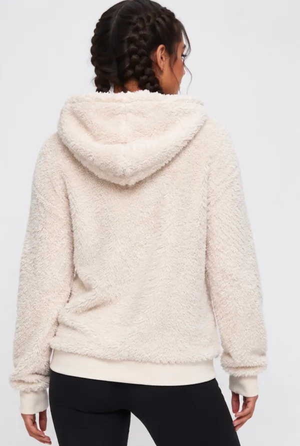 So Cozy Softest Sherpa Pullover Hoodie In Creamy Ivory Size XL - Image 2