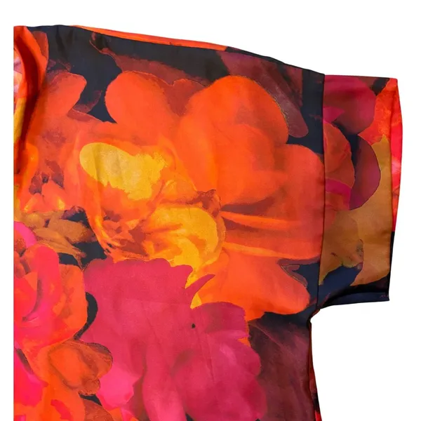 Bryn Walker M L Paola Tunic Lagenlook Oversized Top Shirt Floral Black Red - Image 3