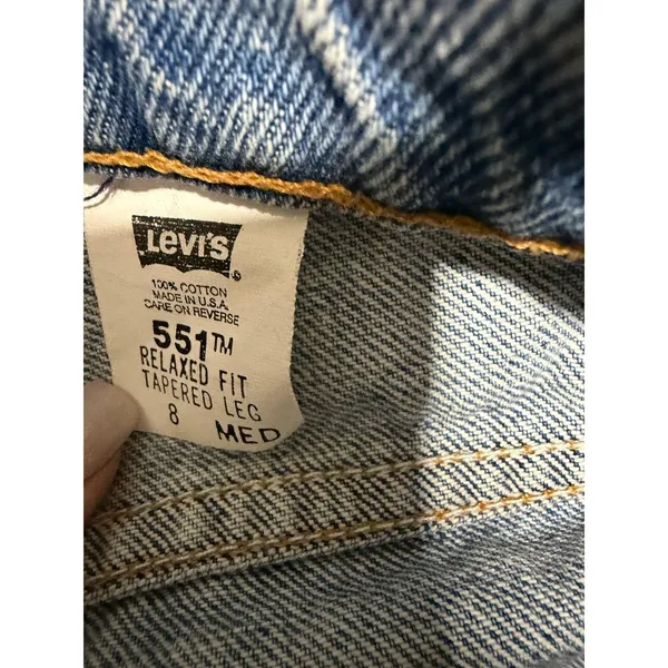 Levi's 551 Relaxed Fit Tapered Leg‎ Classic Blue Denim Jeans Women's Size 8 Med - Image 12
