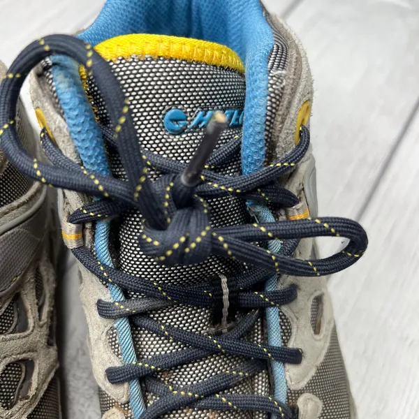 Hi-Tec Alchemy Lite Mid Waterproof Gray Blue Yellow Outdoor Hiking Boots US 7.5 - Image 3