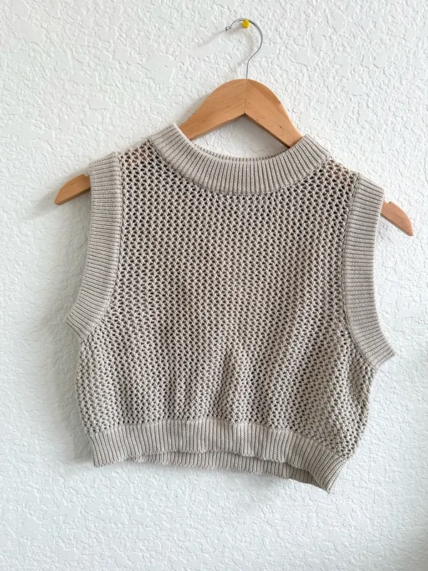 Anthropologie En‎ Saison Knit Sweater Tank Sleeveless Blouse XS Cream Tan - Image 4