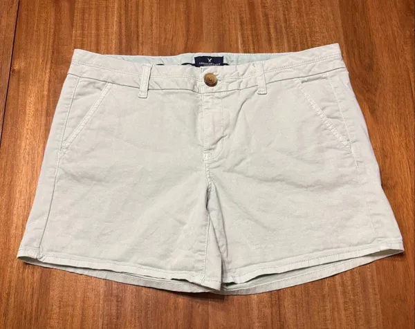 American Eagle Stretch Midi Women's Size 10 Mint Green Chino Shorts - Image 2
