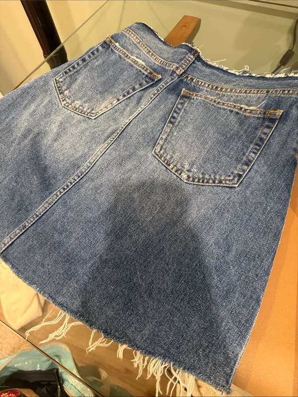 Zara mini jean denim skirt distressed premium denim collection skirt size small! - Image 9