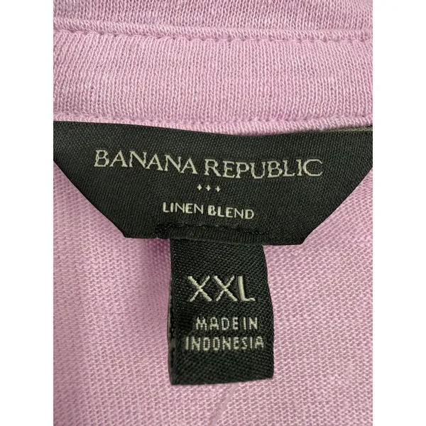 NWT Banana Republic Women's Linen Blend V-Neck Polo Top Lavender Pink Size XXL - Image 2