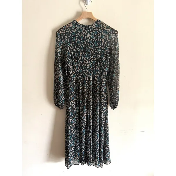Tommy Hilfiger Women's Sz 4 Chiffon Fit Flare Long Balloon‎ Sleeve Blouson Dress - Image 3