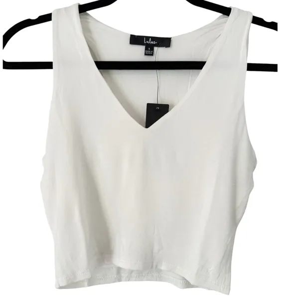 NWT Lulus Feel Like Dancing White Jersey Knit Crop Top Womens Size Small - Image 3