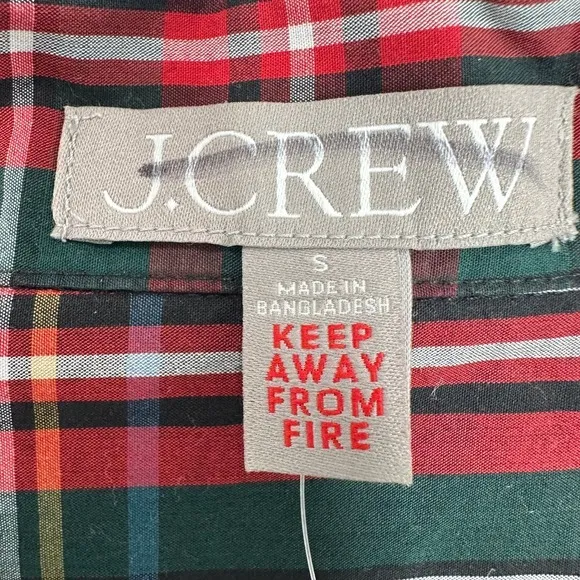 J. Crew Pajama Shirt Classic‎ Red Green Blue Stewart Tartan Plaid Cotton NWT - Image 4