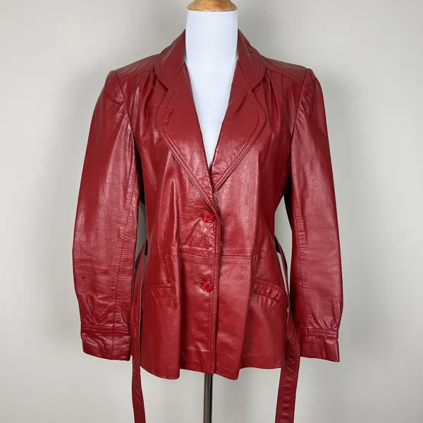 Vintage WINLIT Leather Jacket Womens Small M Red Rust Mod Gogo Hipster 1960s‎ 13 - Image 8