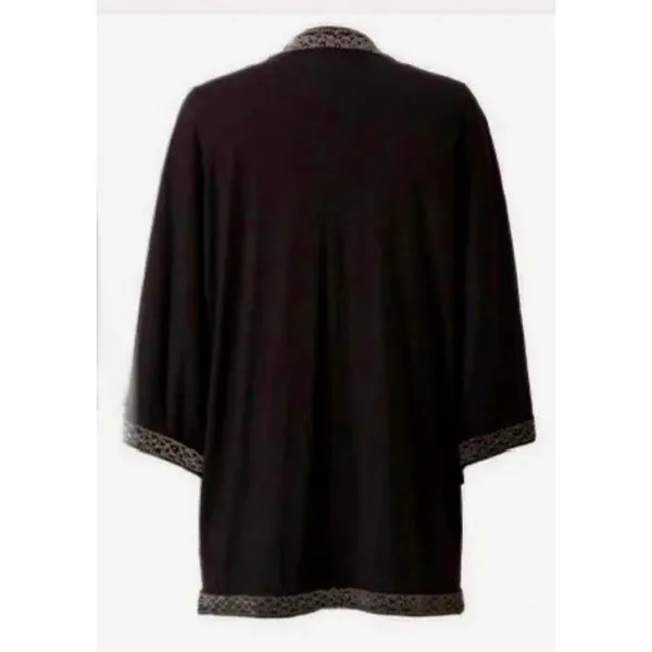 Anthropologie LEIFNOTES Twirled Trim Beaded Kimono Cardigan Sweater Black Small - Image 8