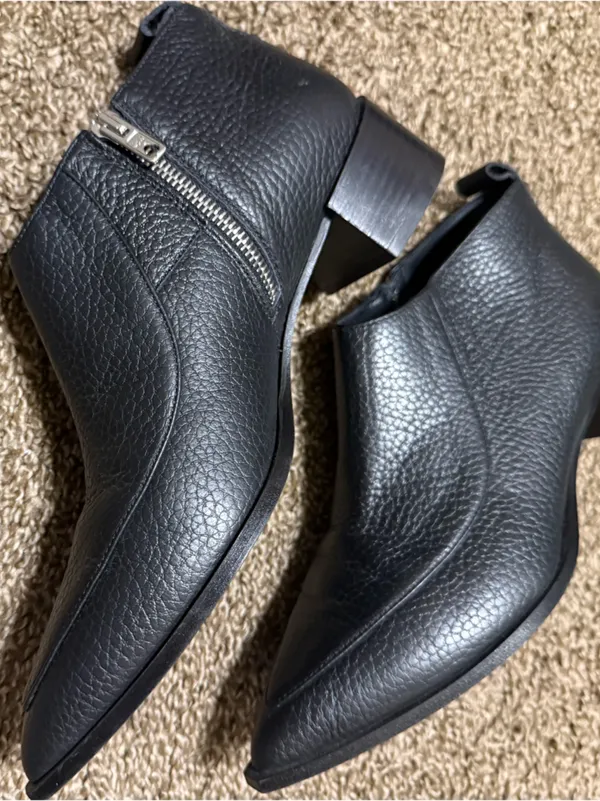 Everlane Womens The Boss Boot Ankle 6 Pointed Toe Heel Pebbled Leather Blk 8 - Image 4