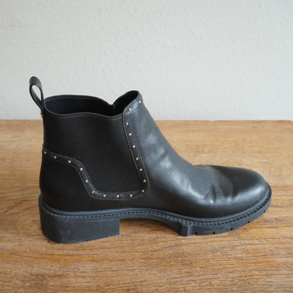 Coach Womens 11B Black Leather Studded Chelsea Lug Sole Ankle Boots‎ City Chic - Image 11
