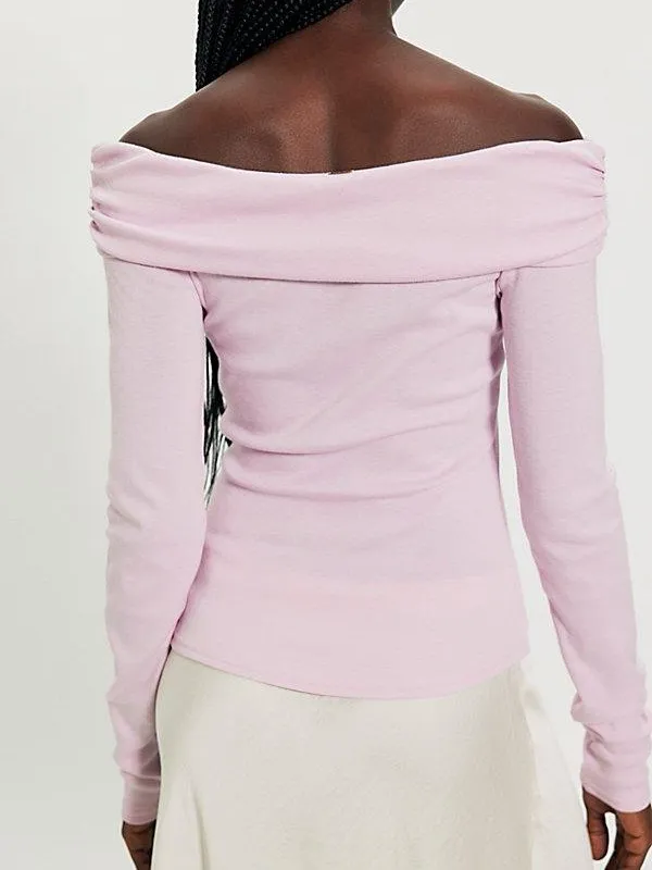 Free People‎ Robbie Off Shoulder Top M Lilac Bloom Purple NWT - Image 2