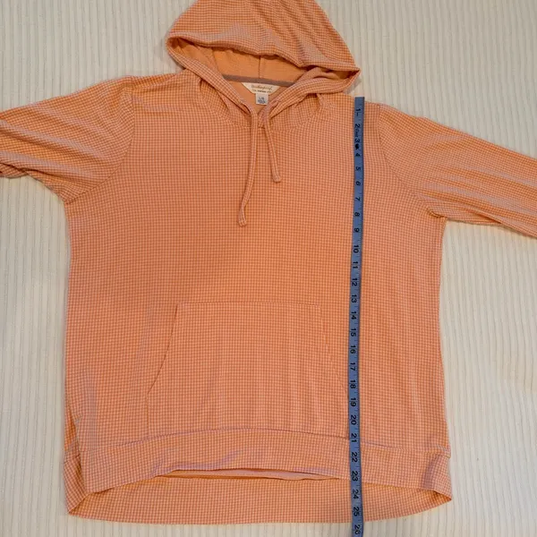 Weatherproof Vintage Women's Pastel Orange Gingham Lightweight Hoodie Size Large - Image 8