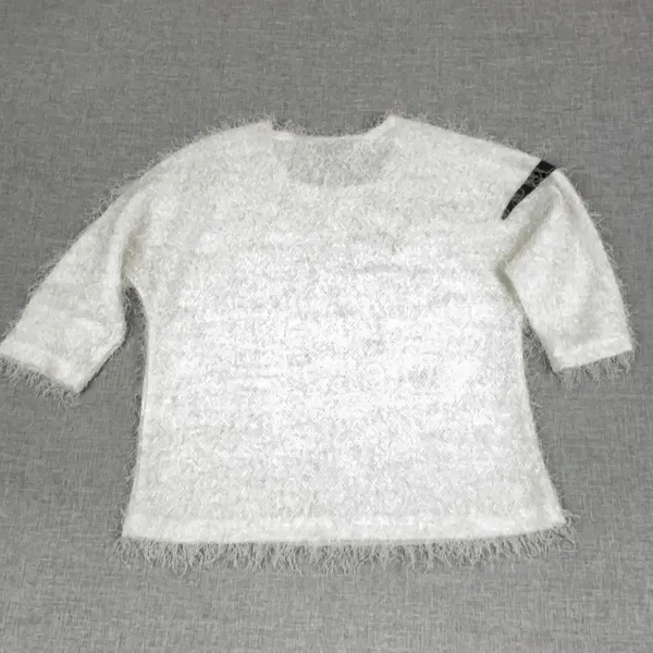 Jamie Sadock Sweater Womens M White Fuzzy 3/4 Sleeve Crew Neck‎ Pullover Eyelash - Image 6