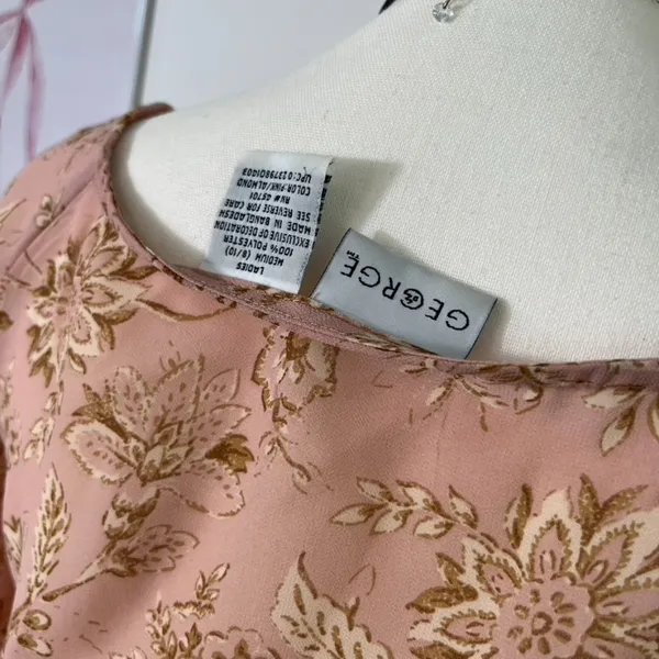 Vintage Y2K George Pink Floral‎ Sheer Mesh Milkmaid Tie Front Top Womens Large - Image 5