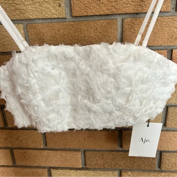 Aje NWT Women's Quintette Textured Bralette Top Ivory Floral US Size 0 - Image 7