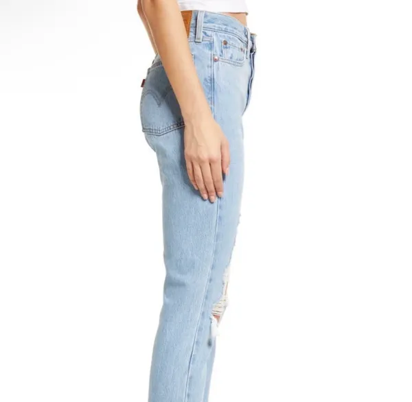 Levi's Wedgie Icon Fit Ripped High Waist Straight Leg Jeans Luxor Found Out 28 - Image 7