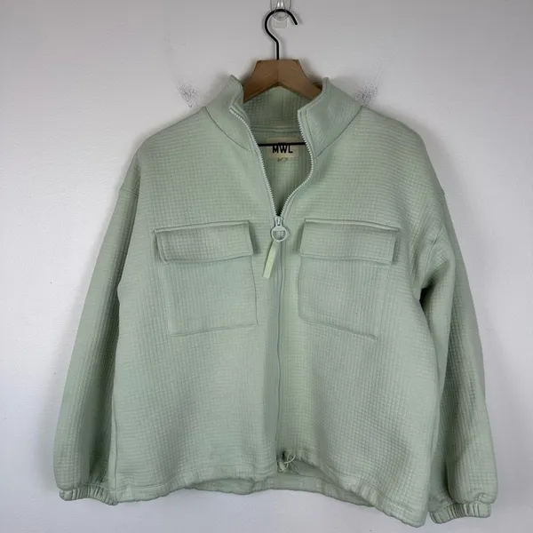 Madewell Mint Green Quilted Jacquard Zip‎ Women Jacket Sz M - Image 3