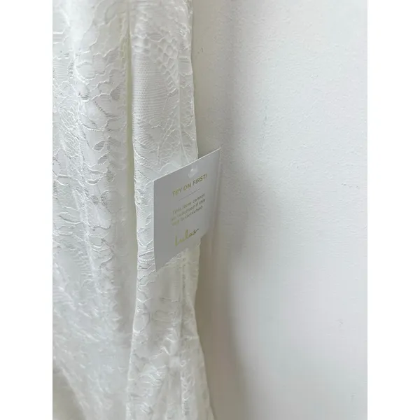 Lulus Eternal Happiness White Lace Square Neck Mermaid Maxi Dress Wedding L NWT - Image 7