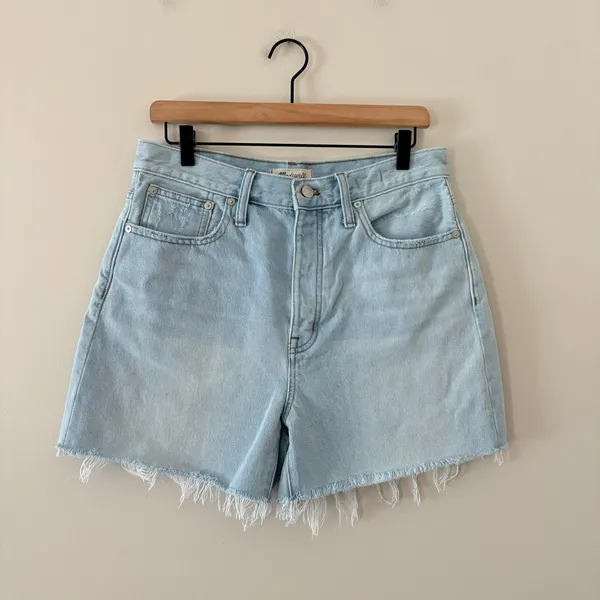 Madewell Denim The Momjean Short 28 Blue Fitzgerald Wash High Rise Button Fly - Image 13