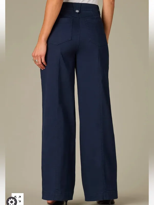 Wit & Wisdom 10 Skyrise V-Yoke‎ Spade Pocket Wide Leg Pants Utility Navy Relaxed - Image 4