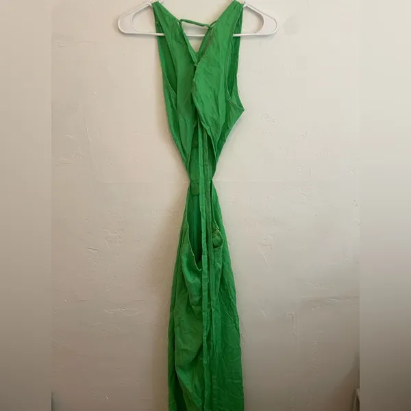 SHEIN Strappy Back Long Linen Dress in Green - Image 6