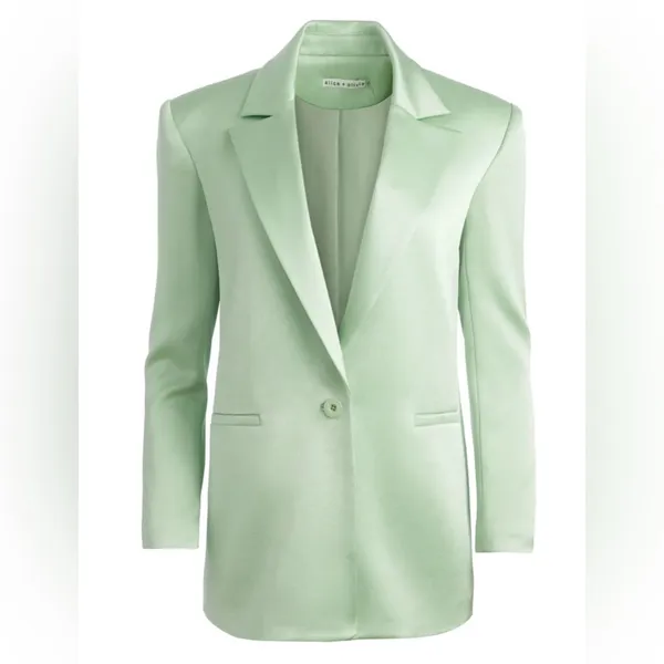 Alice + Olivia $495 Denny Single Breasted Green Tea Blazer Size‎ 4 - Image 9