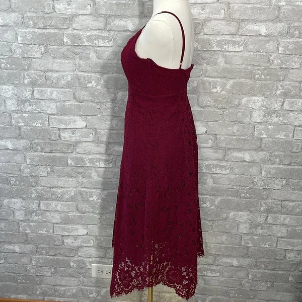 Lulus One Wish Burgundy Lace Midi Dress - Image 5