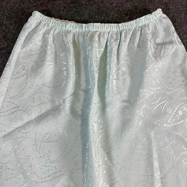 VTG‎ Paisley Jacquard Maxi Half Slip Light Blue Lace Trim Satin Skirt Lingerie - Image 2