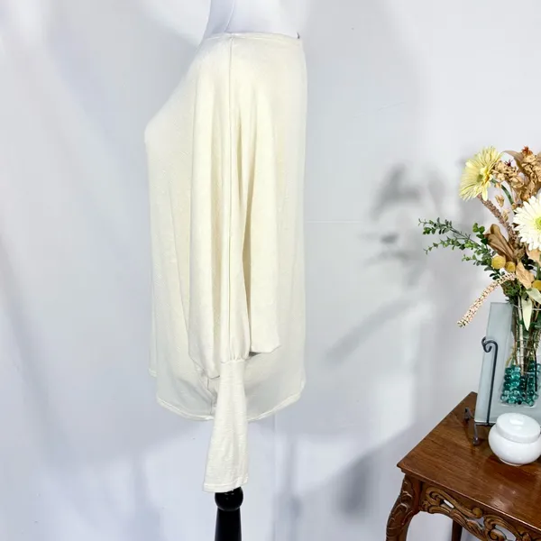 Andree by Unit Cream Batwing Sleeve Slub Textured Top Sz Large 💚 - Image 6