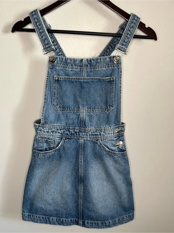 H&M Divided Denim Overall Mini Dress - Medium Wash - Image 2