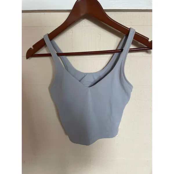LULULEMON Align Arise Tank in Blue Linen Size 2 Shelf Bra Crop Top - Image 5