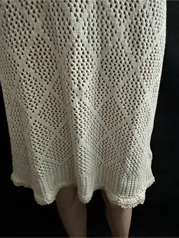 Venus Women’s 2 PC Sleeveless Crochet Knit Slip Dress Cream & Gold MD NWT - Image 8
