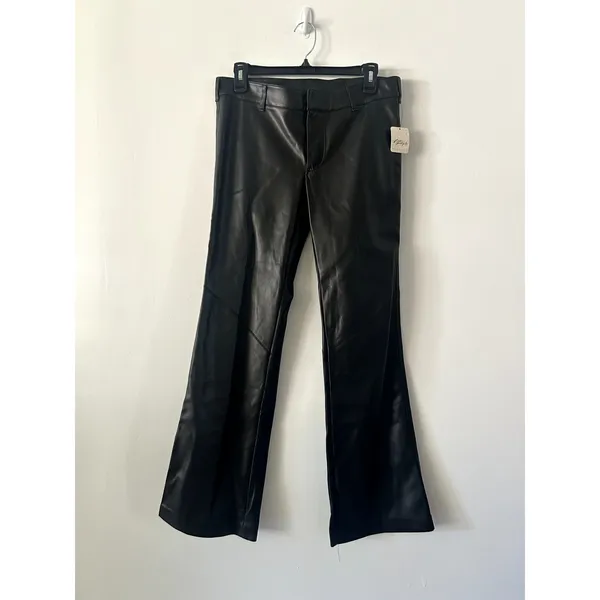Free People Love Language Low Rise Faux Leather Flare Pants NWT Size 4 - Image 2