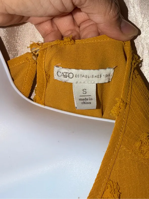 Cato Mustard Textured Ruffle Sleeve Tunic - Image 5