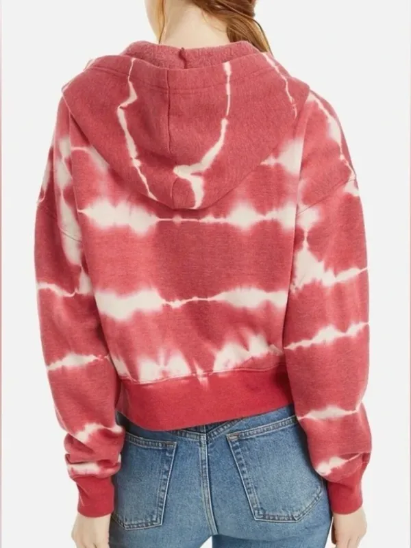 Free People Movement Pink Believer Lace Up Cropped Pullover Hoodie Sweatshirt XS - Image 3