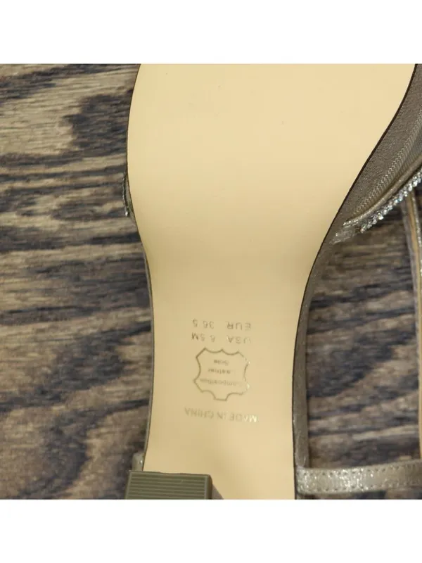 NWT Nina Rhinestone Slingback Block Heel Sandals Taupe Champagne Brown 6.5M - Image 11