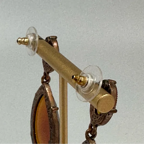 Antiqued Brown Topaz Faceted Dangle Drop Earrings Boho Festival Whimsigoth - Image 5