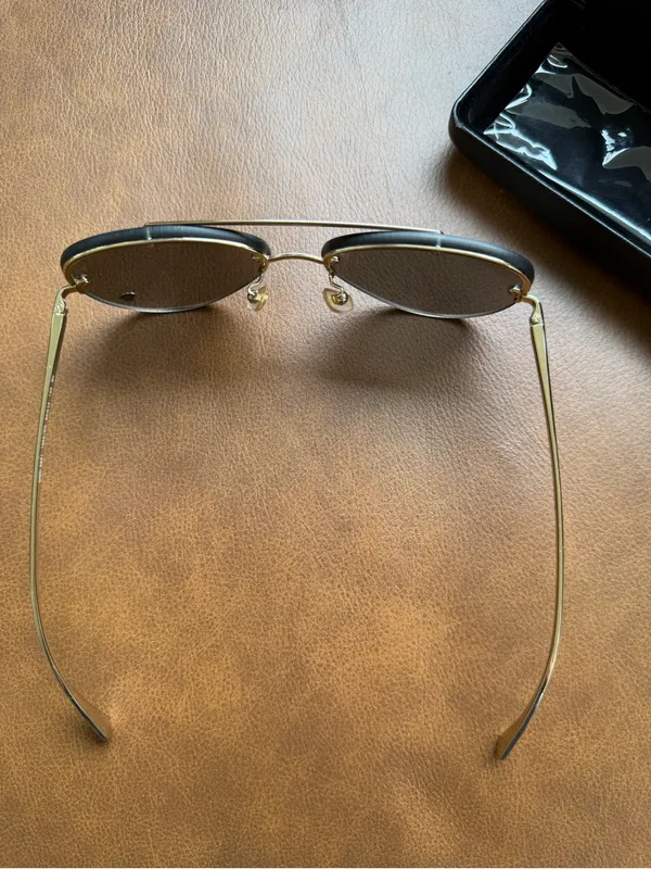 Versace VE2231 Black and Gold Medusa Rimless Aviator Sunglasses with Case - Image 12